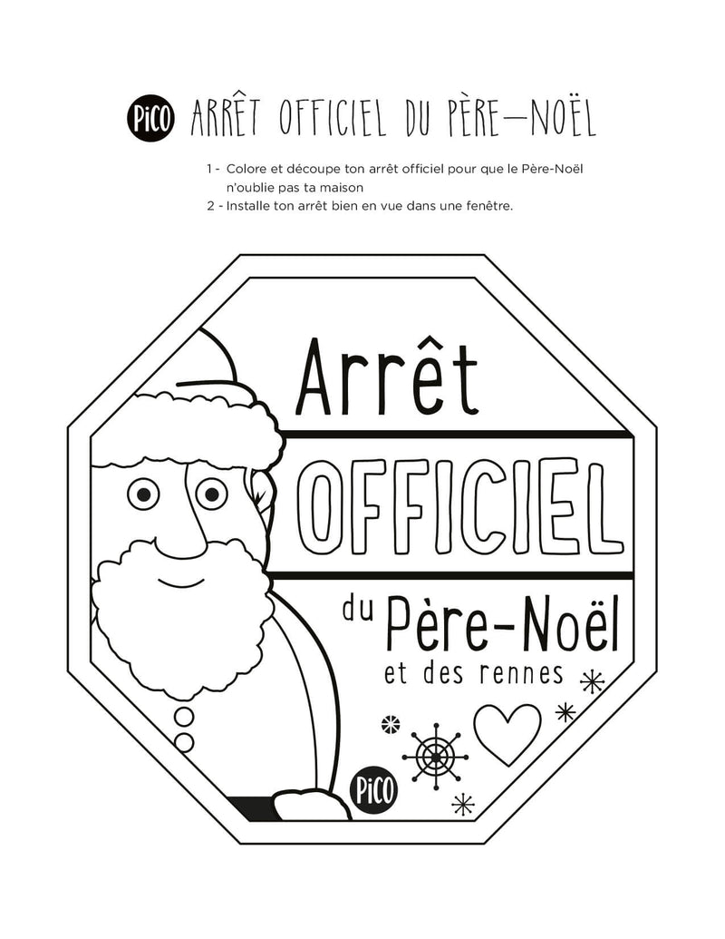 Coloriage à imprimer gratuit PDF - Arrêt du Père-Noël