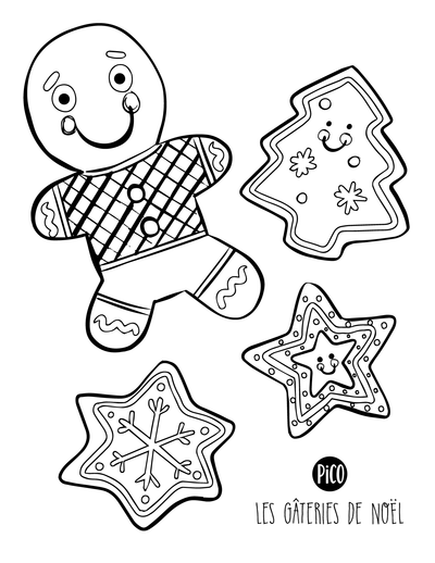 Coloriage à imprimer gratuit PDF - Les biscuits de Noël