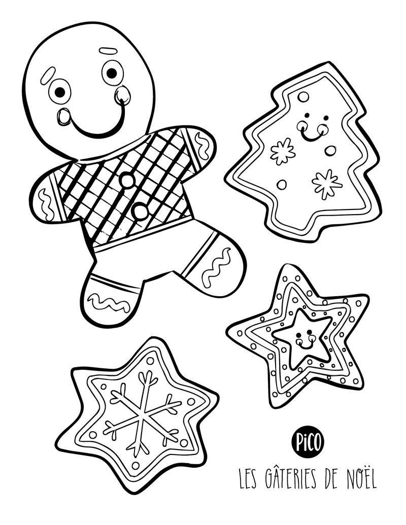 Coloriage à imprimer gratuit PDF - Les biscuits de Noël