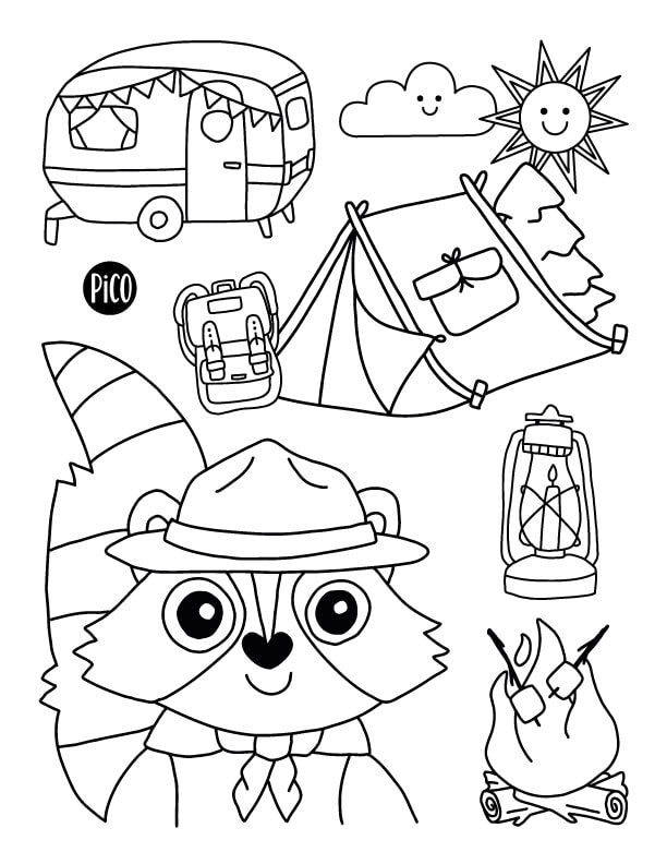 Coloriage à imprimer gratuit PDF - Le camping