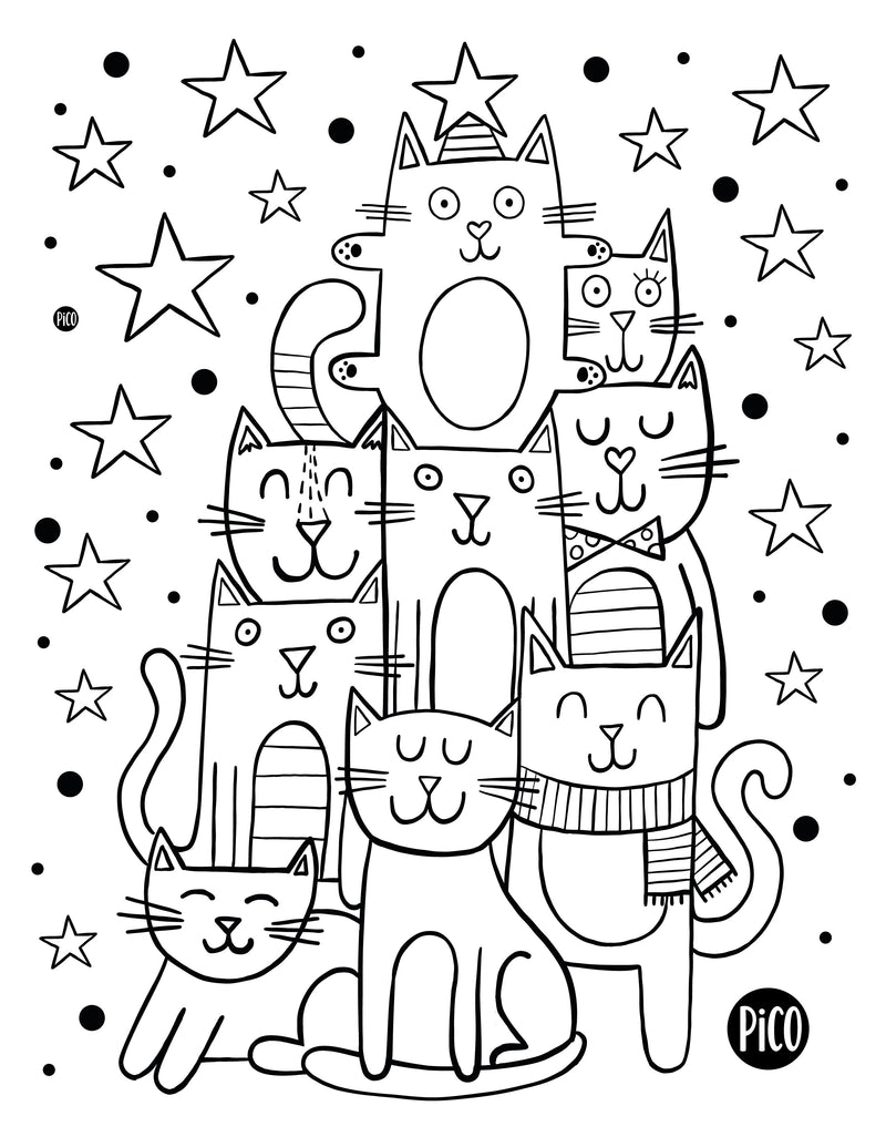 Coloriage à imprimer gratuit PDF - Le chatpin de Noël