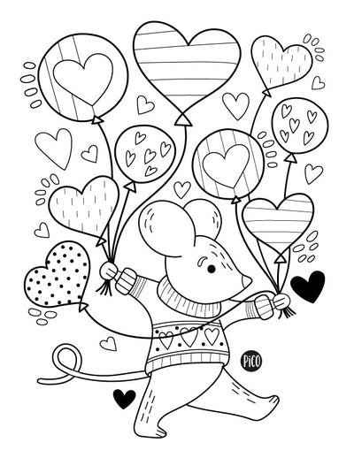 Coloriage à imprimer gratuit PDF - La souris amoureuse