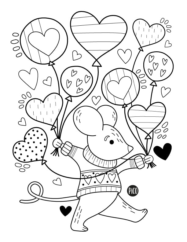 Coloriage à imprimer gratuit PDF - La souris amoureuse