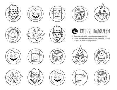 Coloriage à imprimer gratuit PDF - Les personnages de l'Halloween